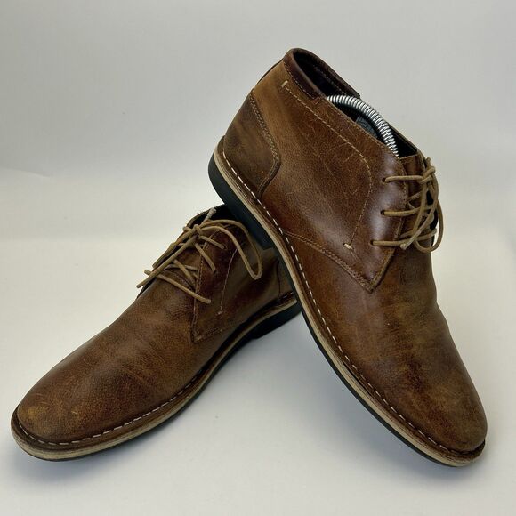 Steve Madden Chukka Boots Mens Size 8 Harken 247 Cognac Brown Ankle Leather - Picture 3 of 8